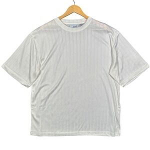 IRVINE PARK Mens White Striped T Shirt‎ Athletic Gym Workout Casual Size XL